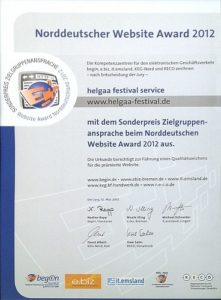 norddeutscher website award urkunde 2012