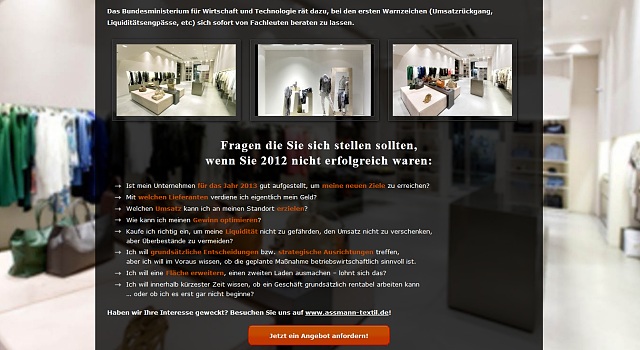 landingpage asstex webdesign