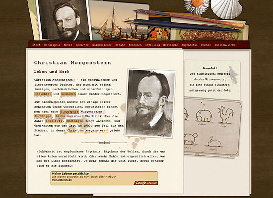 Webdesign: Christian Morgenstern Themenwebseite in OPPIS WORLD