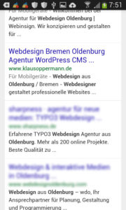 Screenshot Suchergebnisse Webdesign Oldenburg