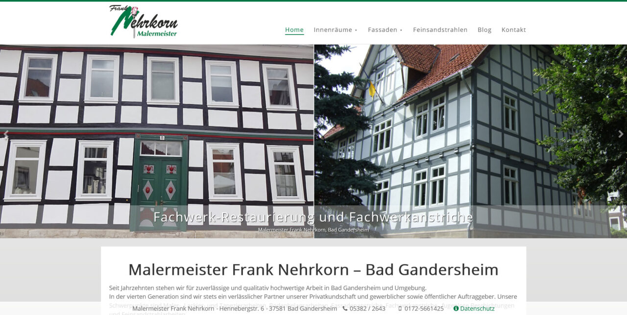 Webdesign Malermeister Frank Nehrkorn in Bad Gandersheim