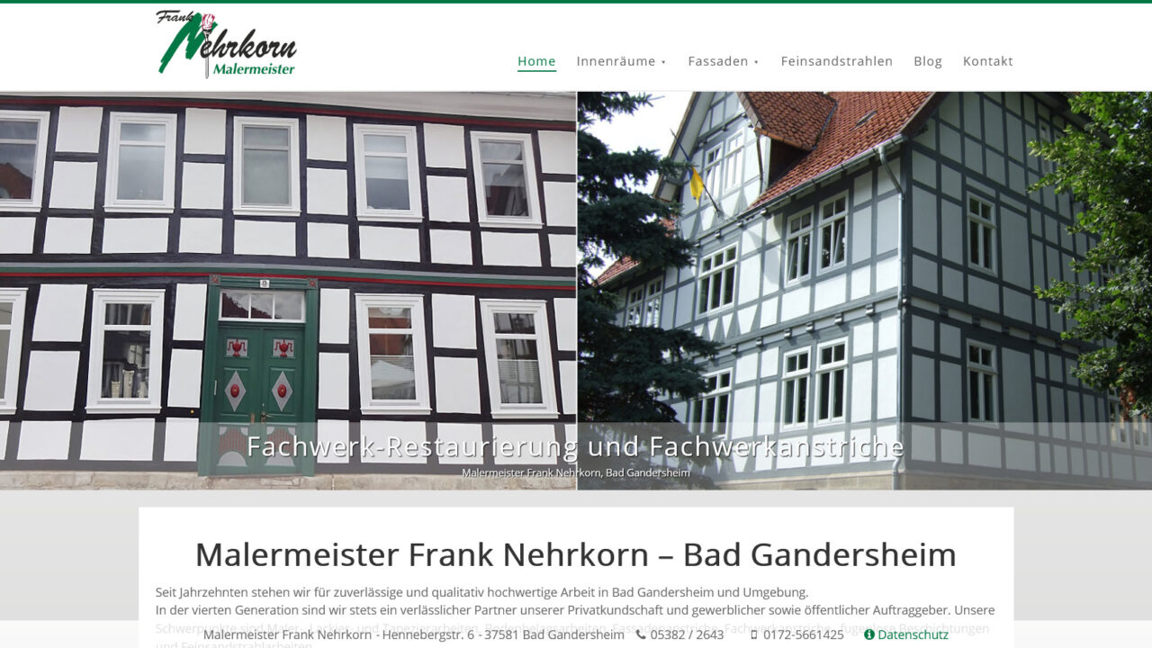 Webdesign Malermeister Frank Nehrkorn in Bad Gandersheim