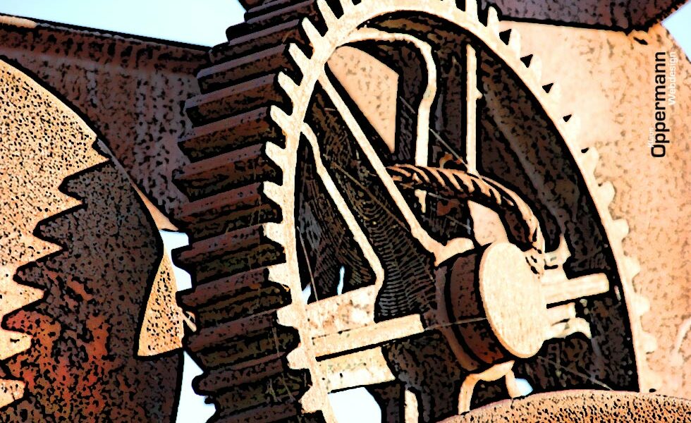 Rost Zahnrad Spinnennetz
