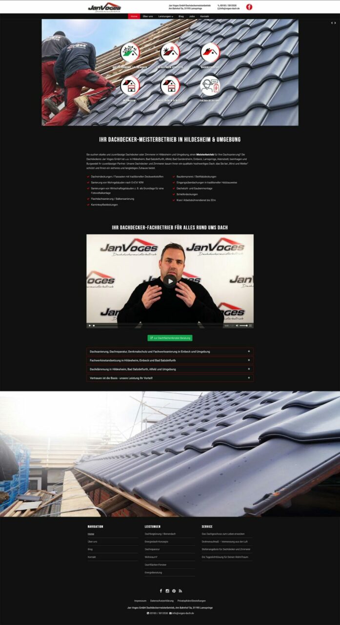 Webdesign Dachdecker Meisterbetrieb in Hildesheim