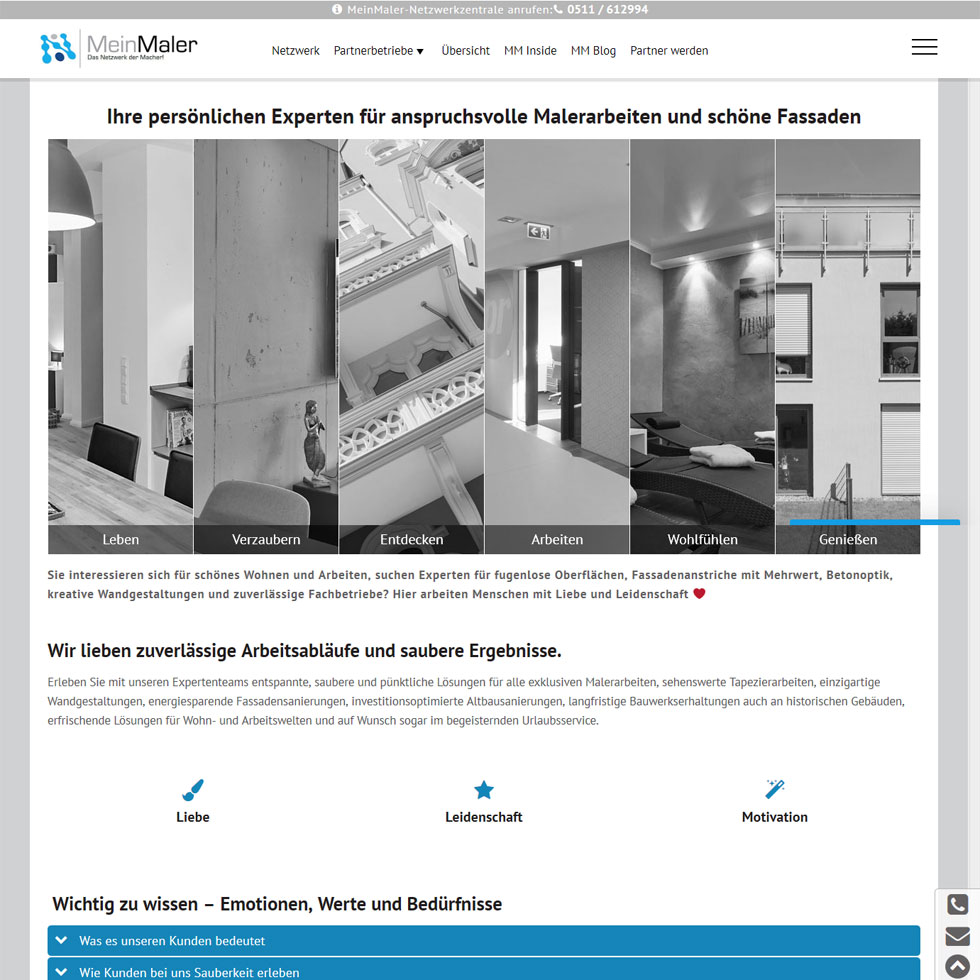 Mein Maler Malerbetriebe Partnernetzwerk Webdesign Handwerk