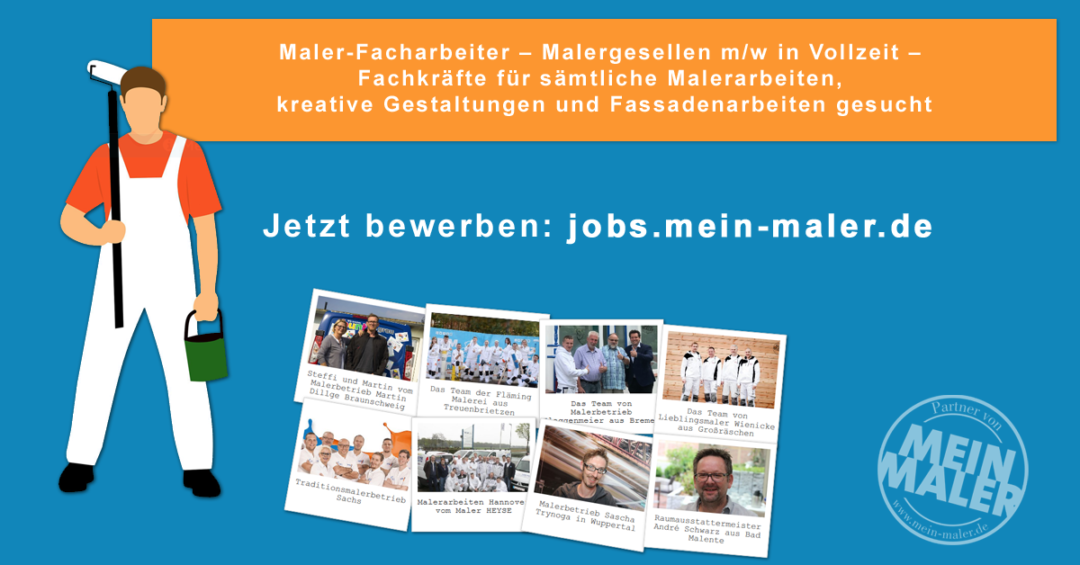 Wir suchen Maler Facharbeiter Malergesellen Lackierer Raumausstatter Buerokraefte