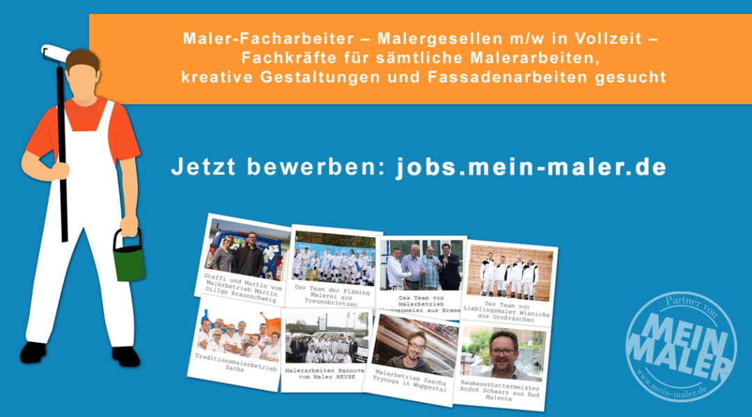 Wir suchen Maler Facharbeiter Malergesellen Lackierer Raumausstatter Buerokraefte