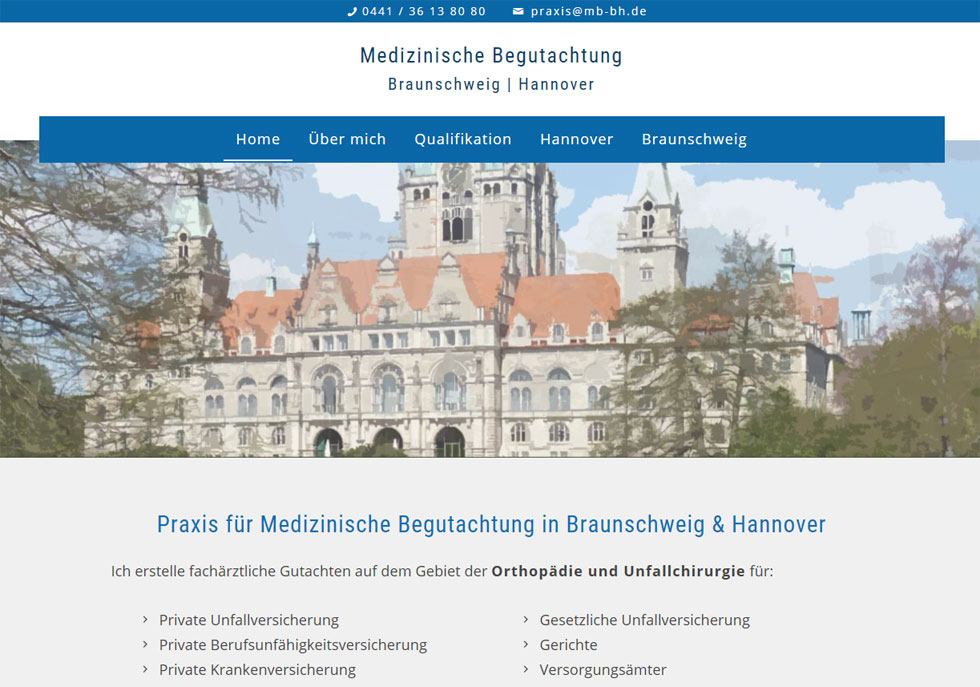 Medizinische Begutachtung Braunschweig Hannover Arzt Webdesign