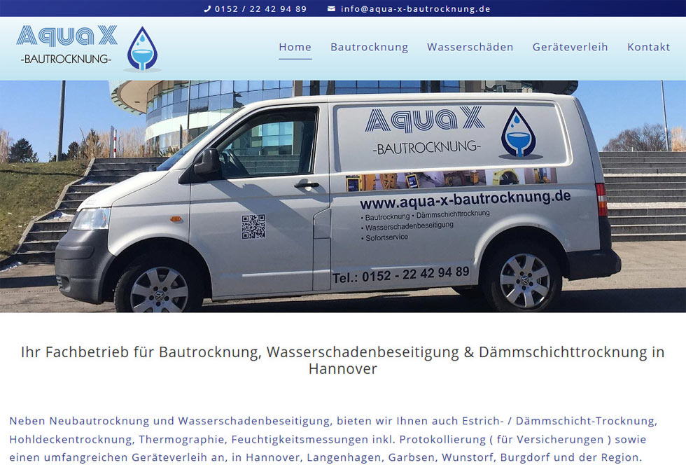 Aqua X Bautrocknung Hannover Webdesign WordPress 2