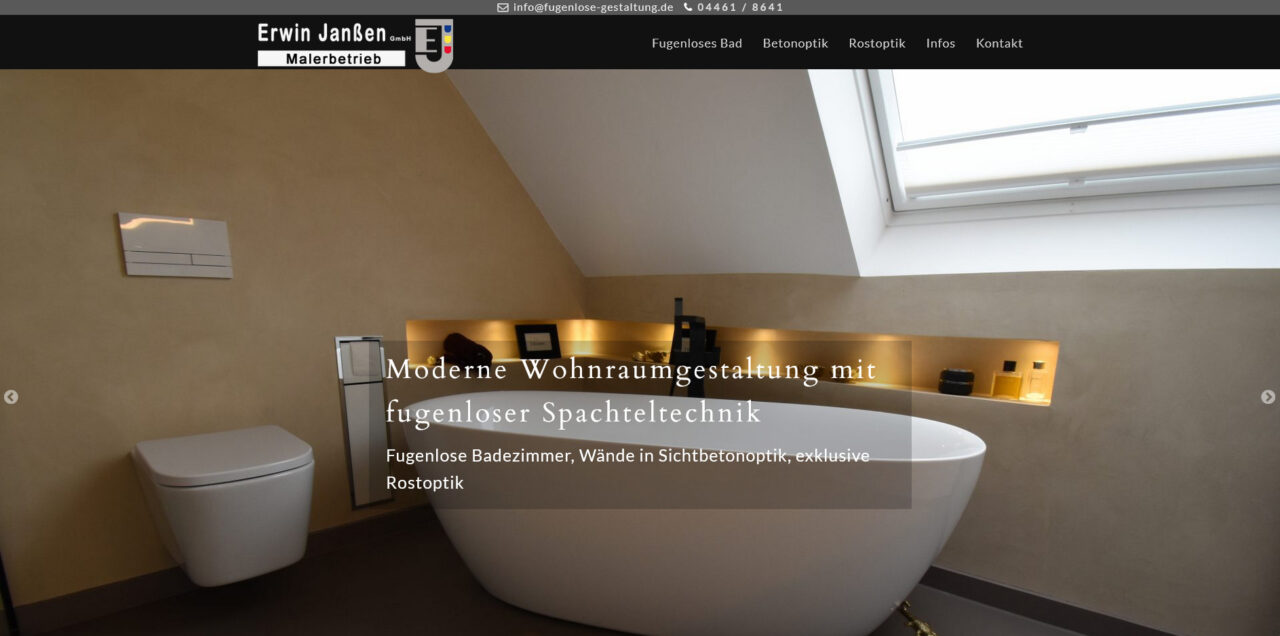 Fugenlose Spachteltechnik fugenloses Bad Betonoptik Schortens Jever Wangerland Sande Wilhelmshaven Friesland
