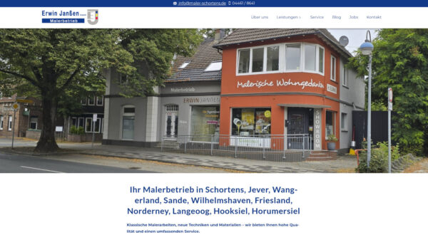 Screenshot der Website Maler Schortens