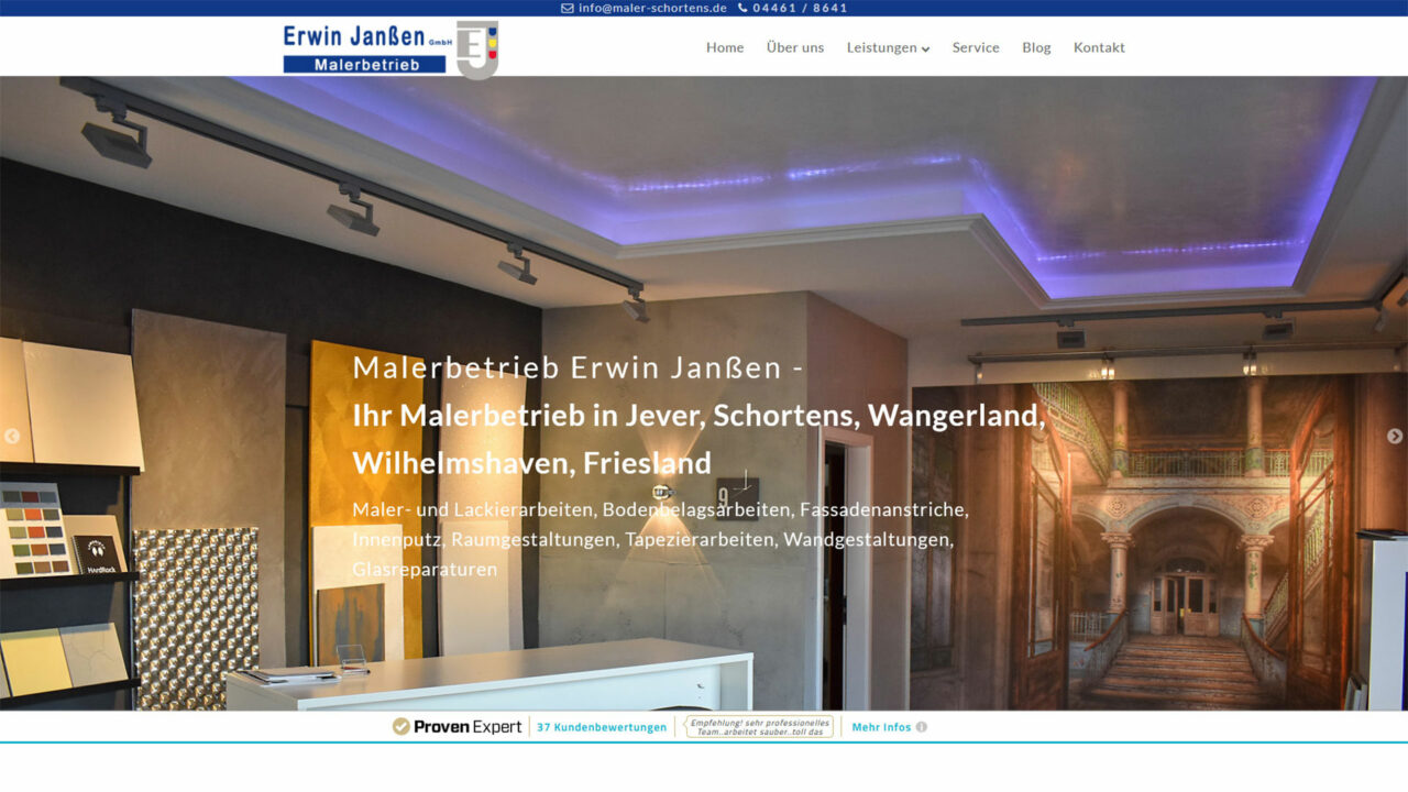 Malerbetrieb Erwin Janssen Schortens Wilhelmshaven Webdesign