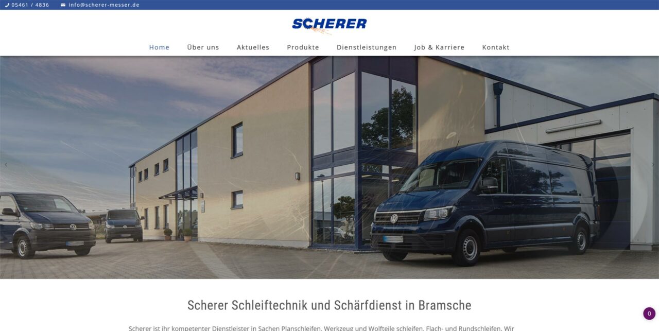 Webdesign Scherer Schleiftechnik und Schaerfdienst in Bramsche