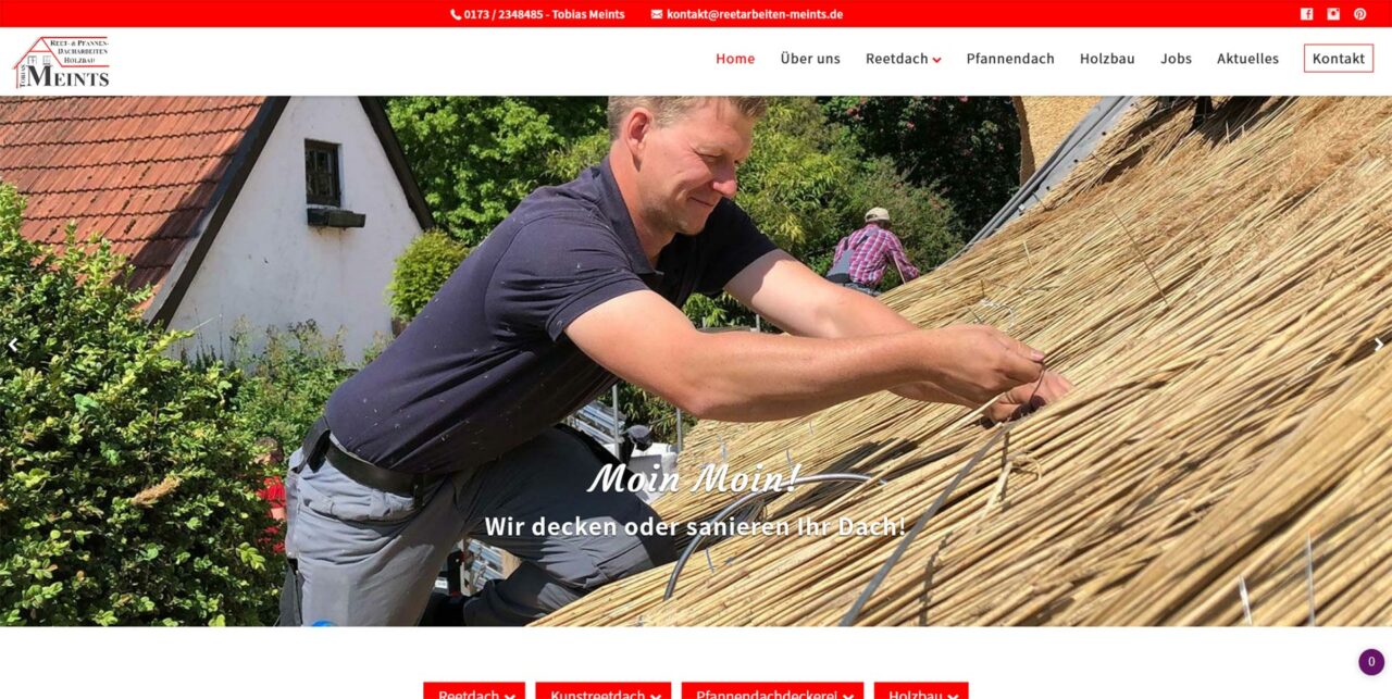 Webdesigner Reetdachdecker Reetdach Dachdecker Ammerland Bad Zwischenahn Pfannendacharbeiten Holzbau Zimmerei