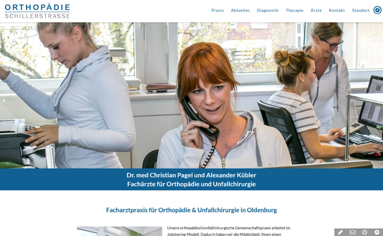 Webdesign Facharztpraxis fuer Orthopaedie in Oldenburg