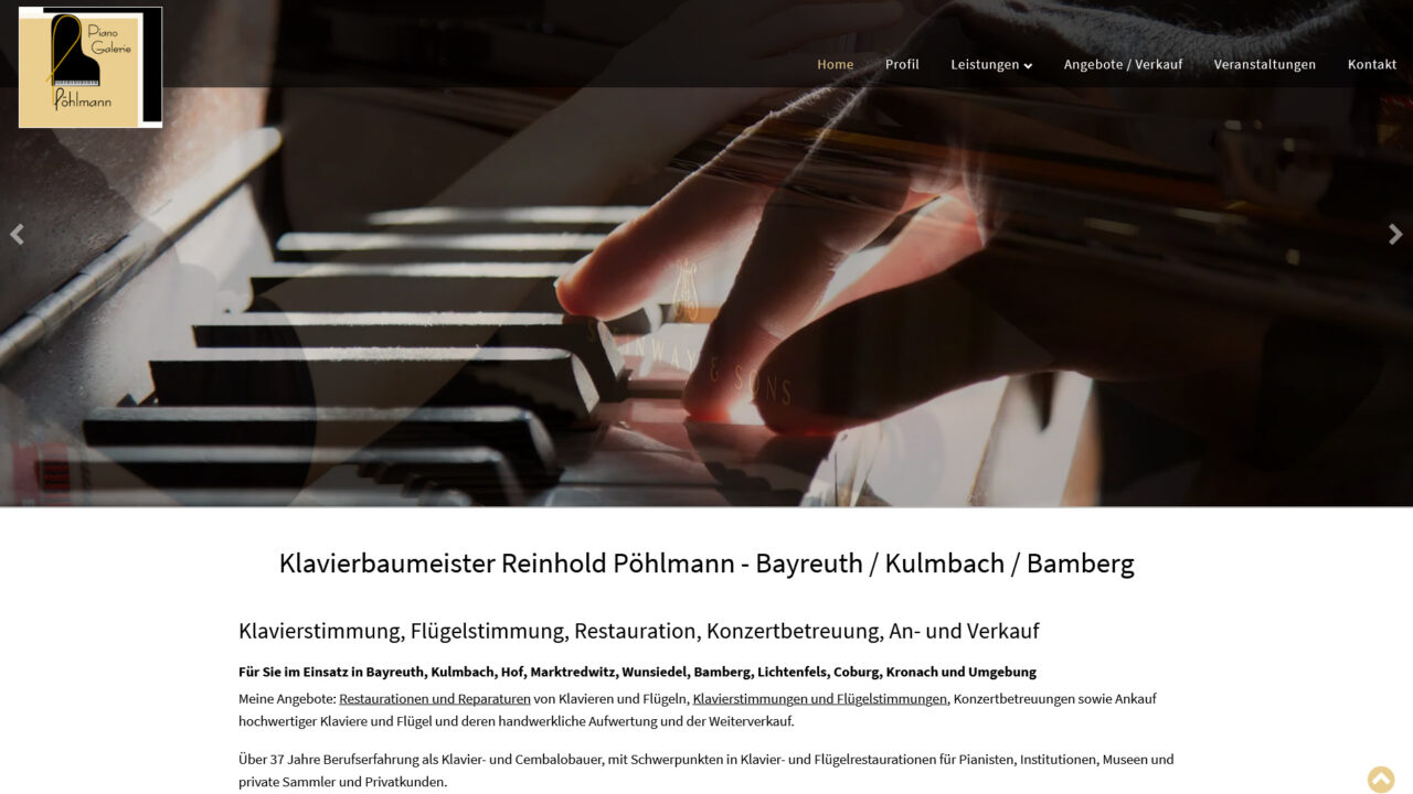 Webdesign Klavier und Cembalobaumeister Reinhold Poehlmann Bayreuth Landkreis Kulmbach Oberfranken