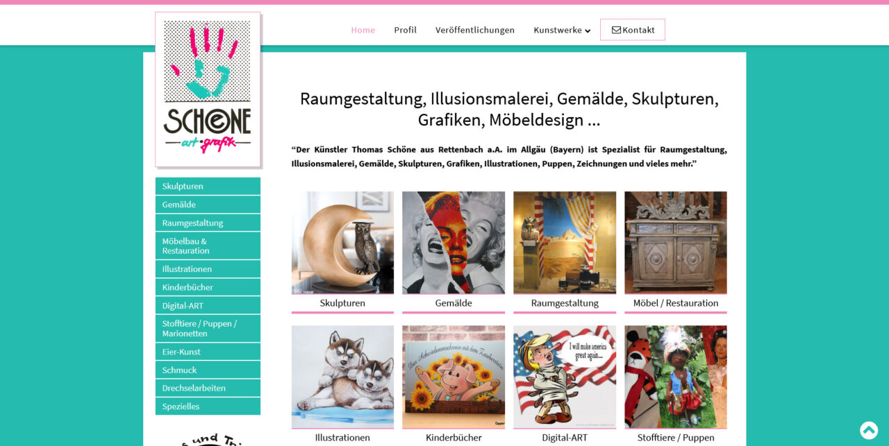 Webdesign Kuenstler Thomas Schoene Skulpturen Raumgestaltung Malerei Illusionsmalerei
