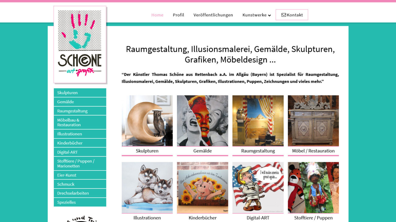 Webdesign Kuenstler Thomas Schoene Skulpturen Raumgestaltung Malerei Illusionsmalerei