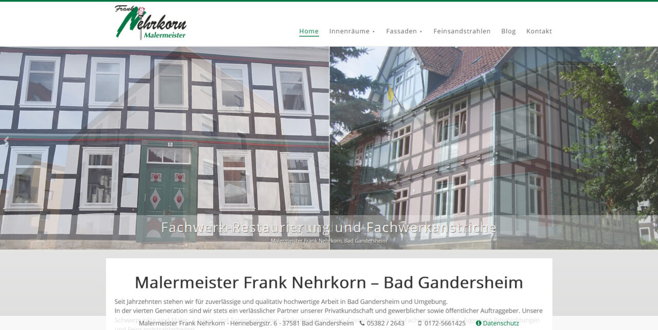 Webdesign Malermeister Frank Nehrkorn in Bad Gandersheim