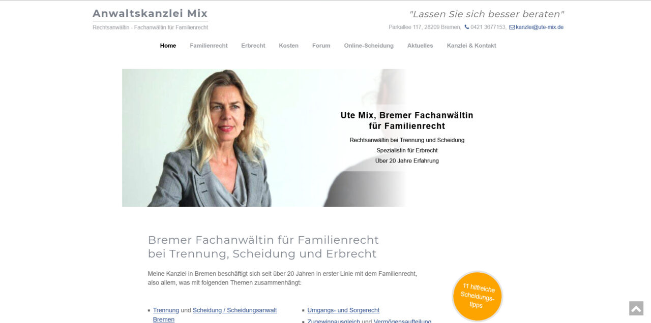 Webdesign Fachanwalt Familienrecht Scheidung Bremen