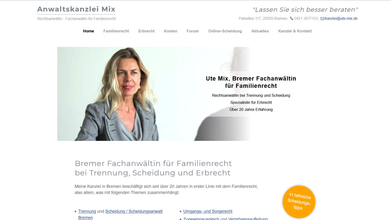 Webdesign Fachanwalt Familienrecht Scheidung Bremen