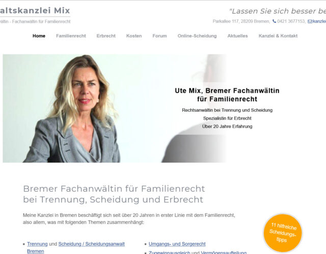 Webdesign Fachanwalt Familienrecht Scheidung Bremen
