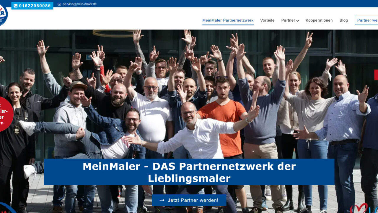 Webdesign MeinMaler Partnernetzwerk Malerfachbetriebe Stuckateure Raumausstatter MeinMaler Partner