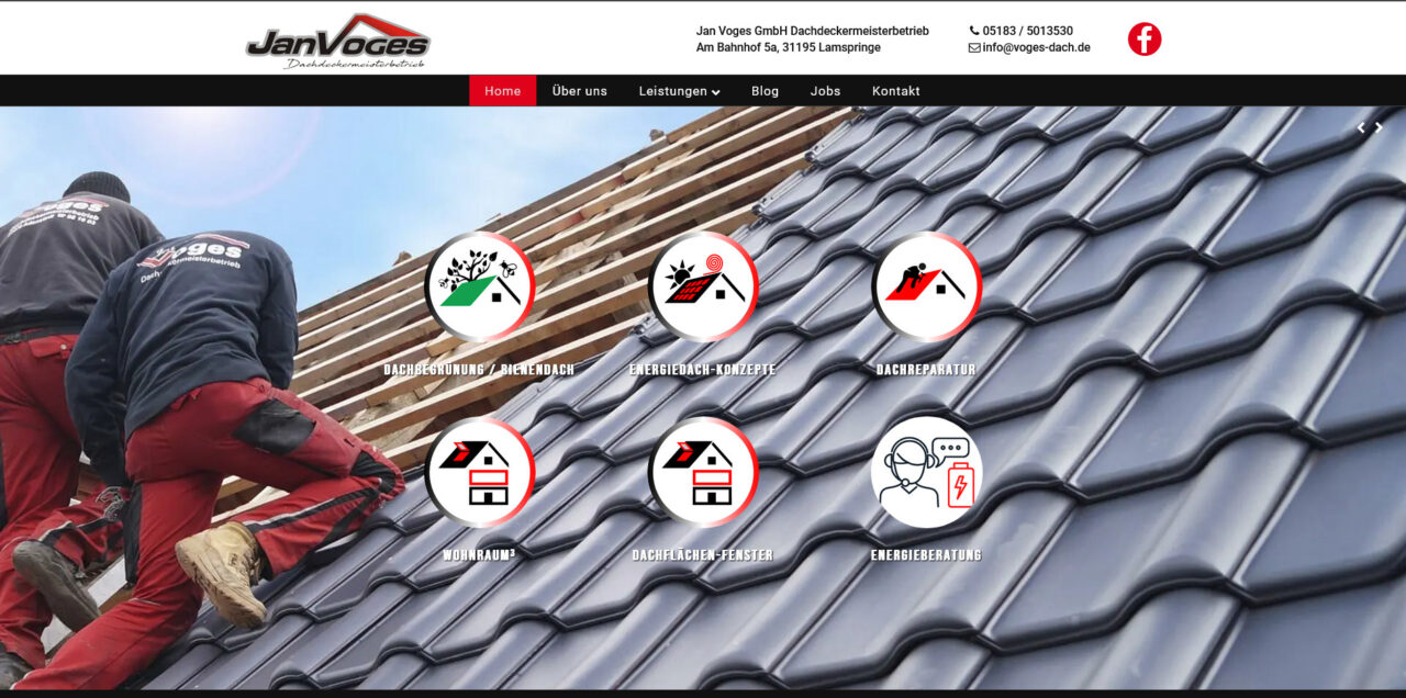 Webdesign Dachdecker in Hildesheim Alfeld – Jan Voges GmbH Dachdeckermeisterbetrieb