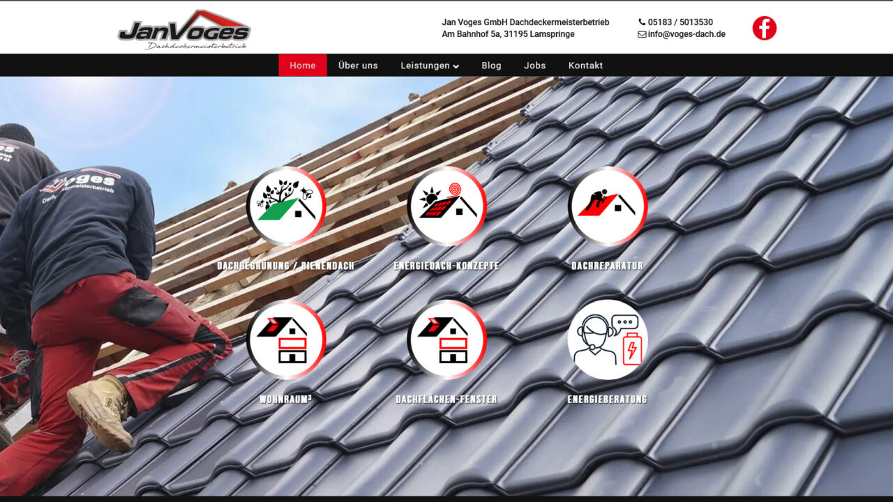 Webdesign Dachdecker in Hildesheim Alfeld – Jan Voges GmbH Dachdeckermeisterbetrieb