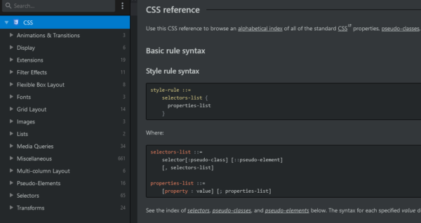 CSS documentation — DevDocs
