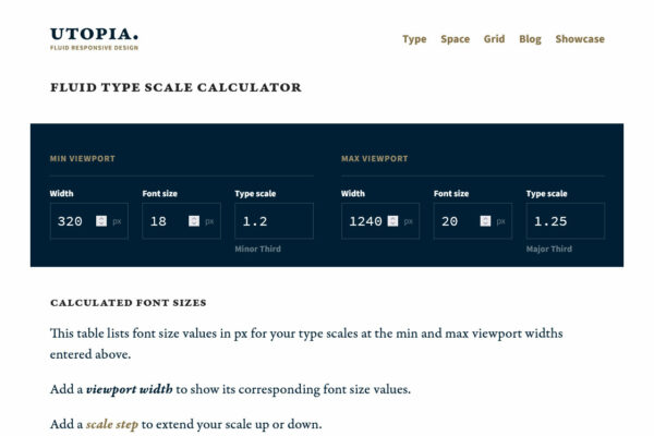 Fluid Type Scale Calculator