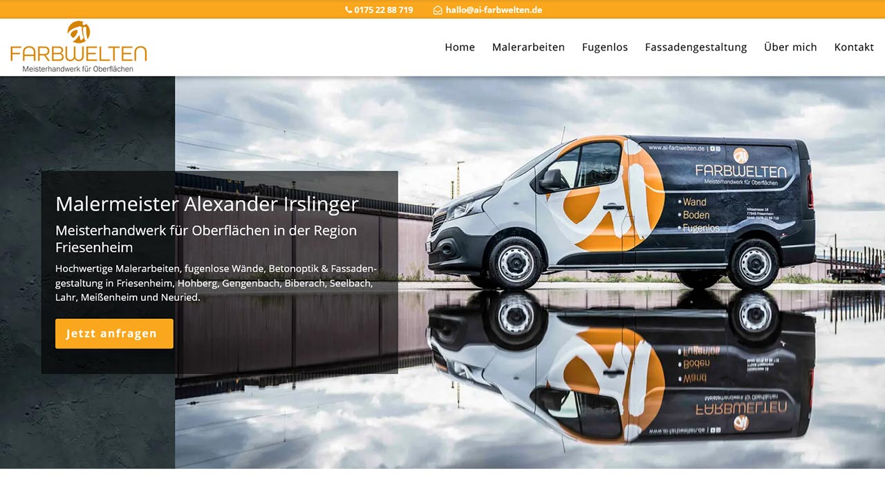 Maler Friesenheim Kalkputz Fugenlos Betonoptik Fassadengestaltung WordPress Webdesign