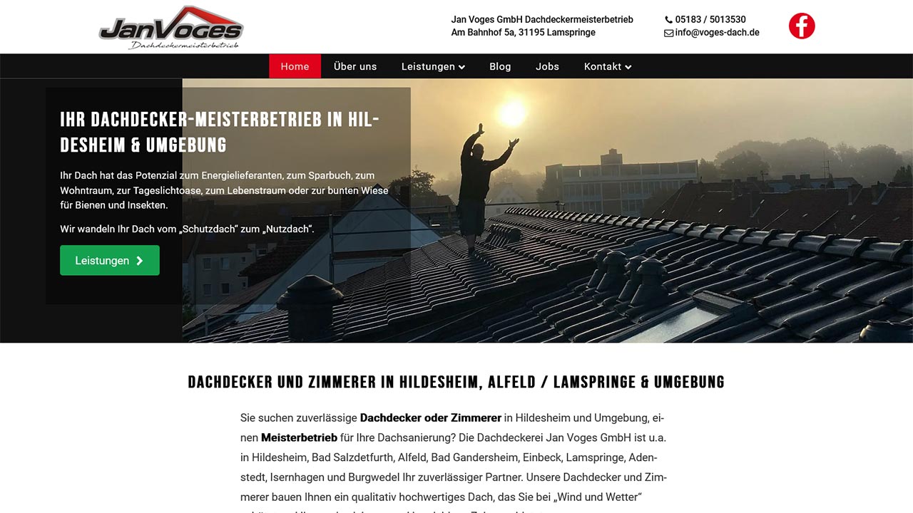 Dachdecker Meisterbetrieb in Hildesheim Alfeld Webdesign Oldenburg WordPress