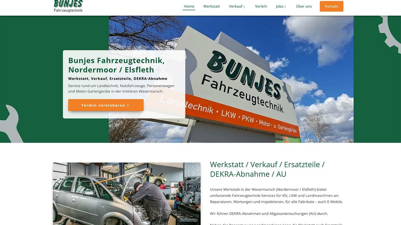 Bunjes Fahrzeugtechnik Kfz Werkstatt Landmaschinenhandel Wesermarsch Elsfleth Nordermoor