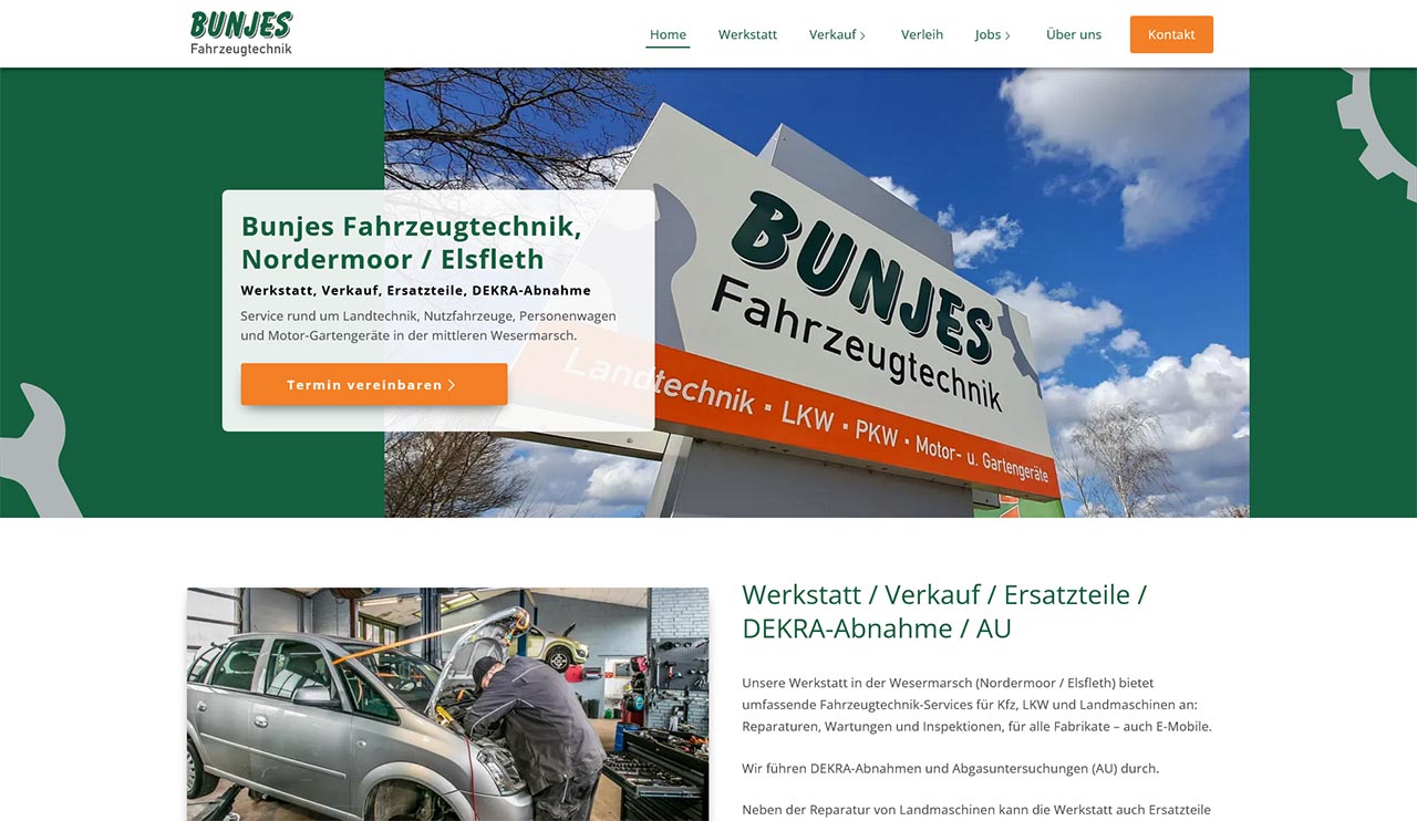 Bunjes Fahrzeugtechnik Kfz Werkstatt Landmaschinenhandel Wesermarsch Elsfleth Nordermoor