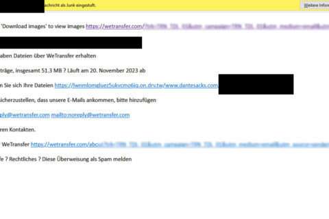 Spam Phishing wetransfer