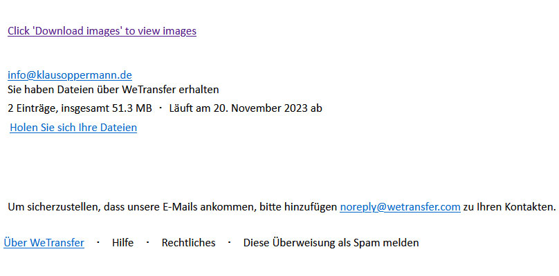 Spam Phishing wetransfer html