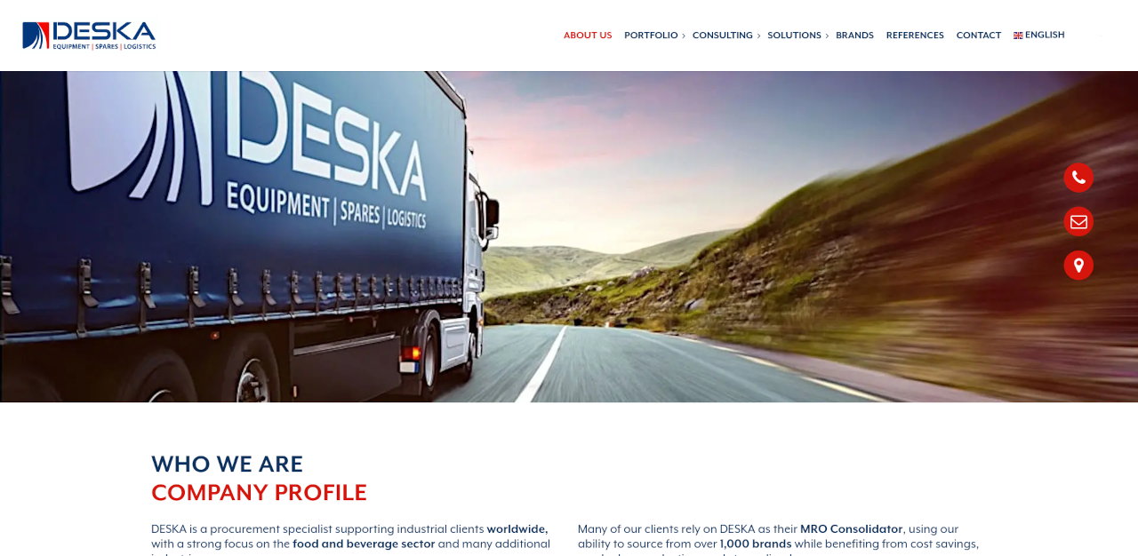 Screenshot About DESKA 50 Years of Global Procurement Expertise