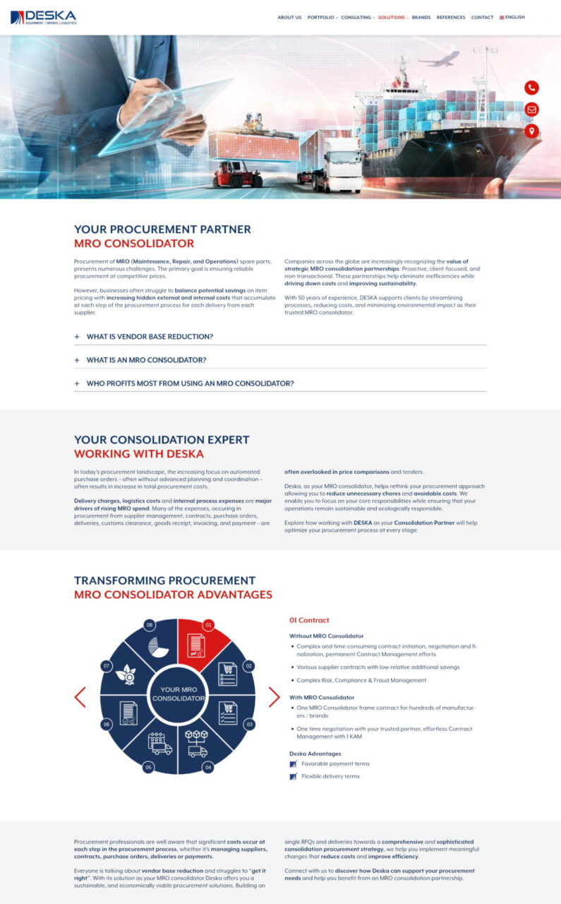 Screenshot MRO Consolidator Vendor Base Reduction & CO₂ Savings