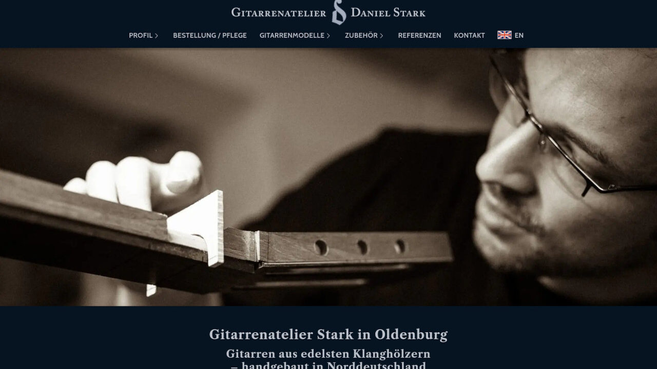 Screenshot Gitarrenatelier Stark Oldenburg Konzertgitarren Studiomodelle