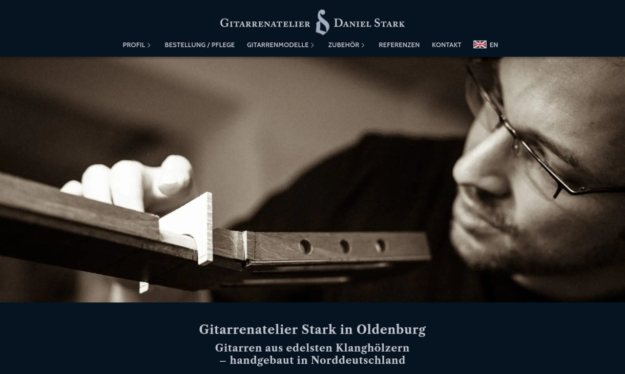 Screenshot Gitarrenatelier Stark Oldenburg Konzertgitarren Studiomodelle